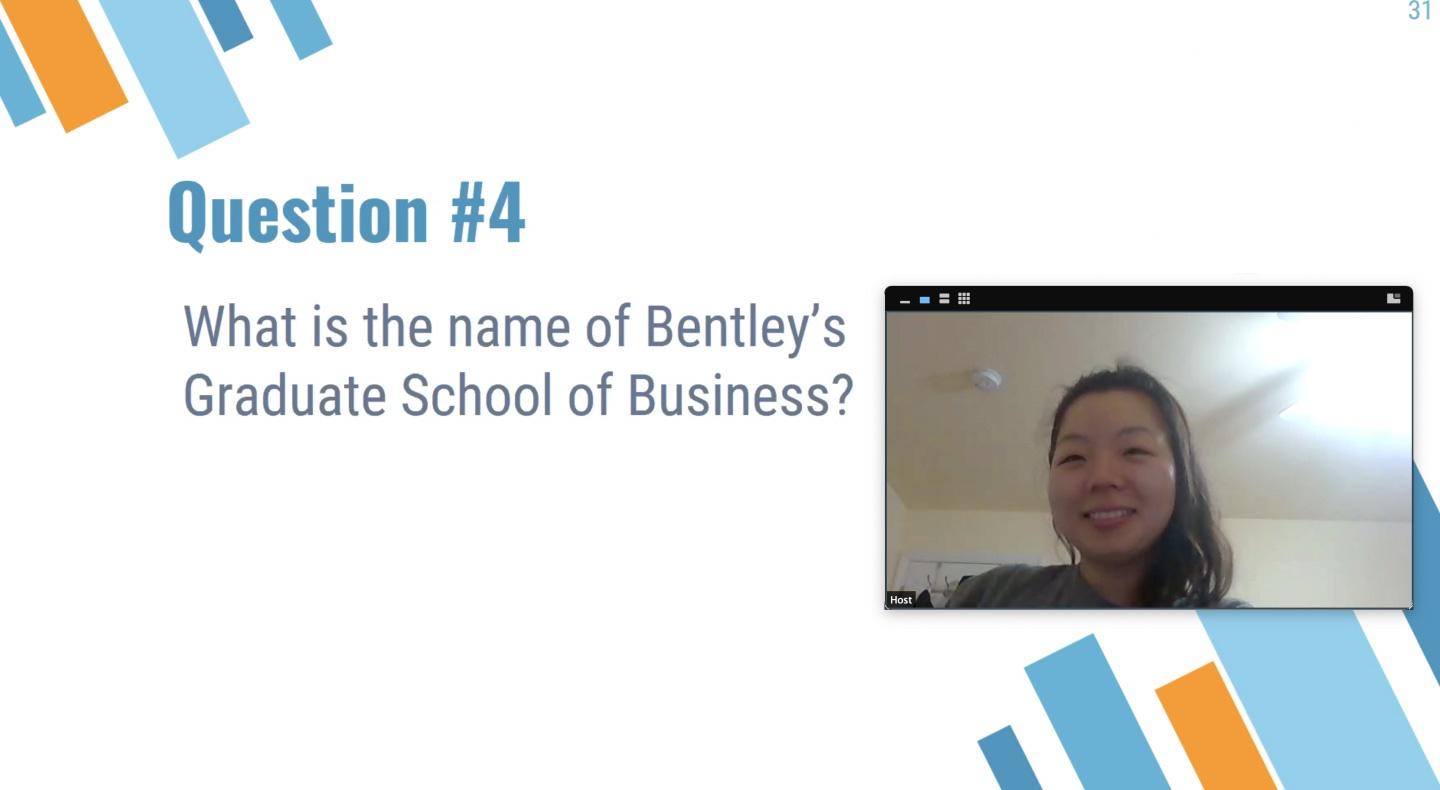 Slide from Bentley online Trivia Night