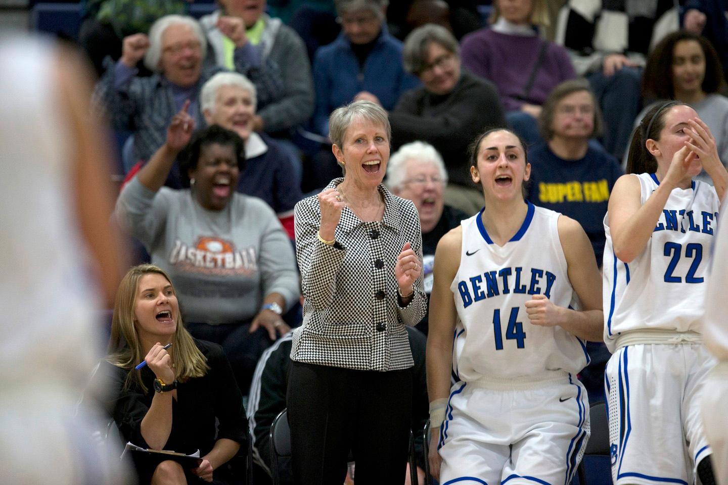 Bentley University women's basketball coach Barbara Stevens