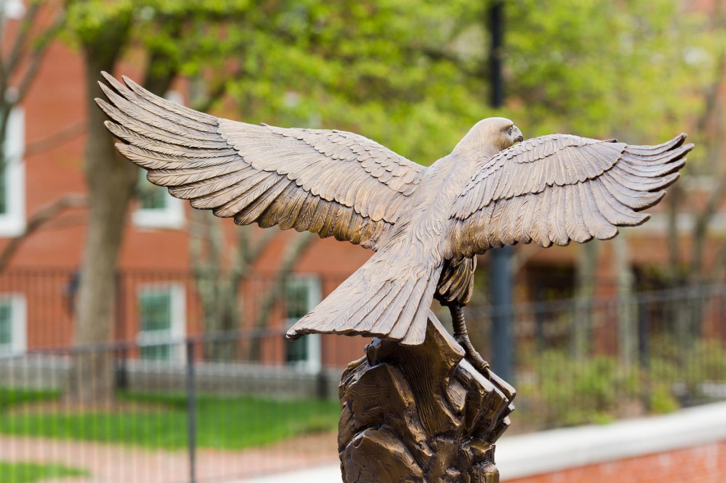 Image of Bentley's falcon statue