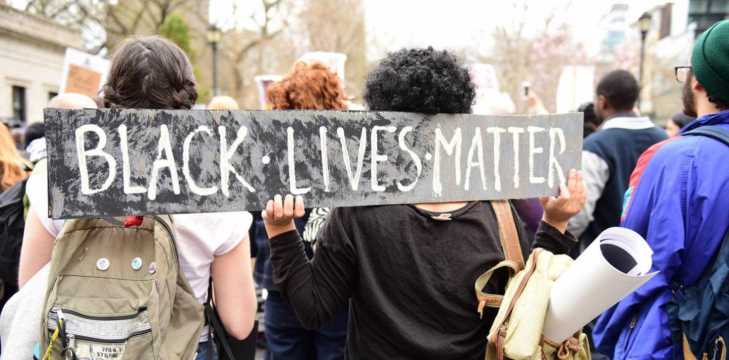 Black Lives Matter sign carried by students