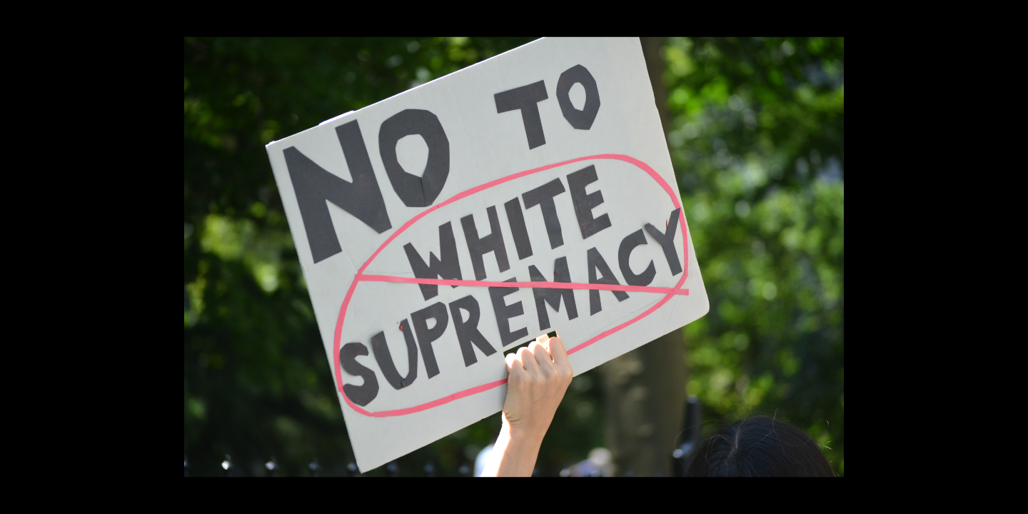 No to white supremacy sign