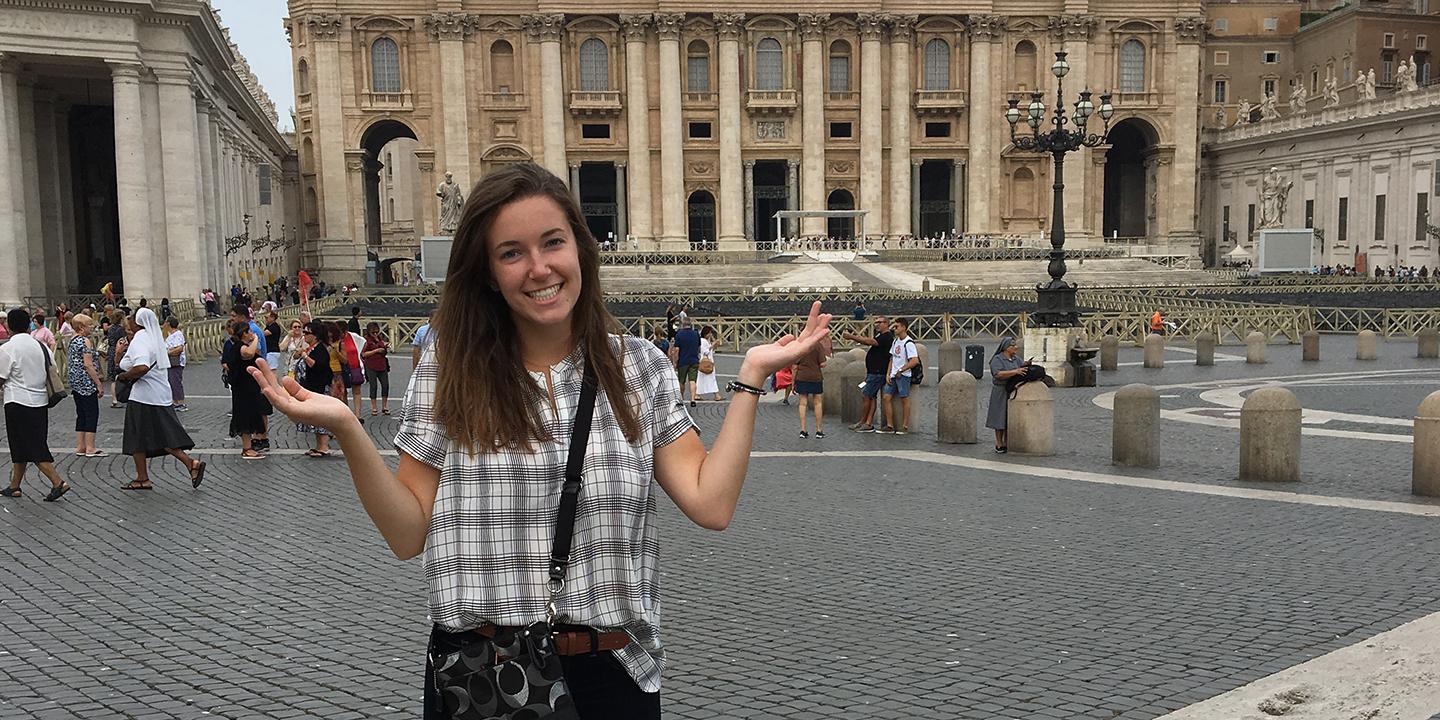 Rachel Dobrzynski ‘21 at her first day of work in Rome