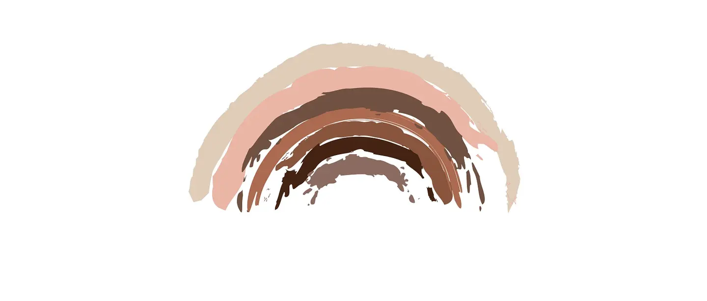 Illustration of rainbow made with different skin tone colors