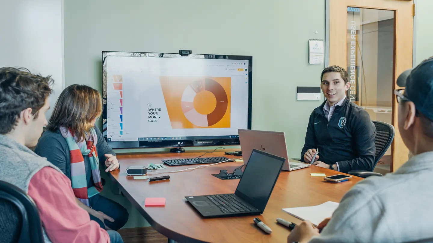 Small group working together in classroom