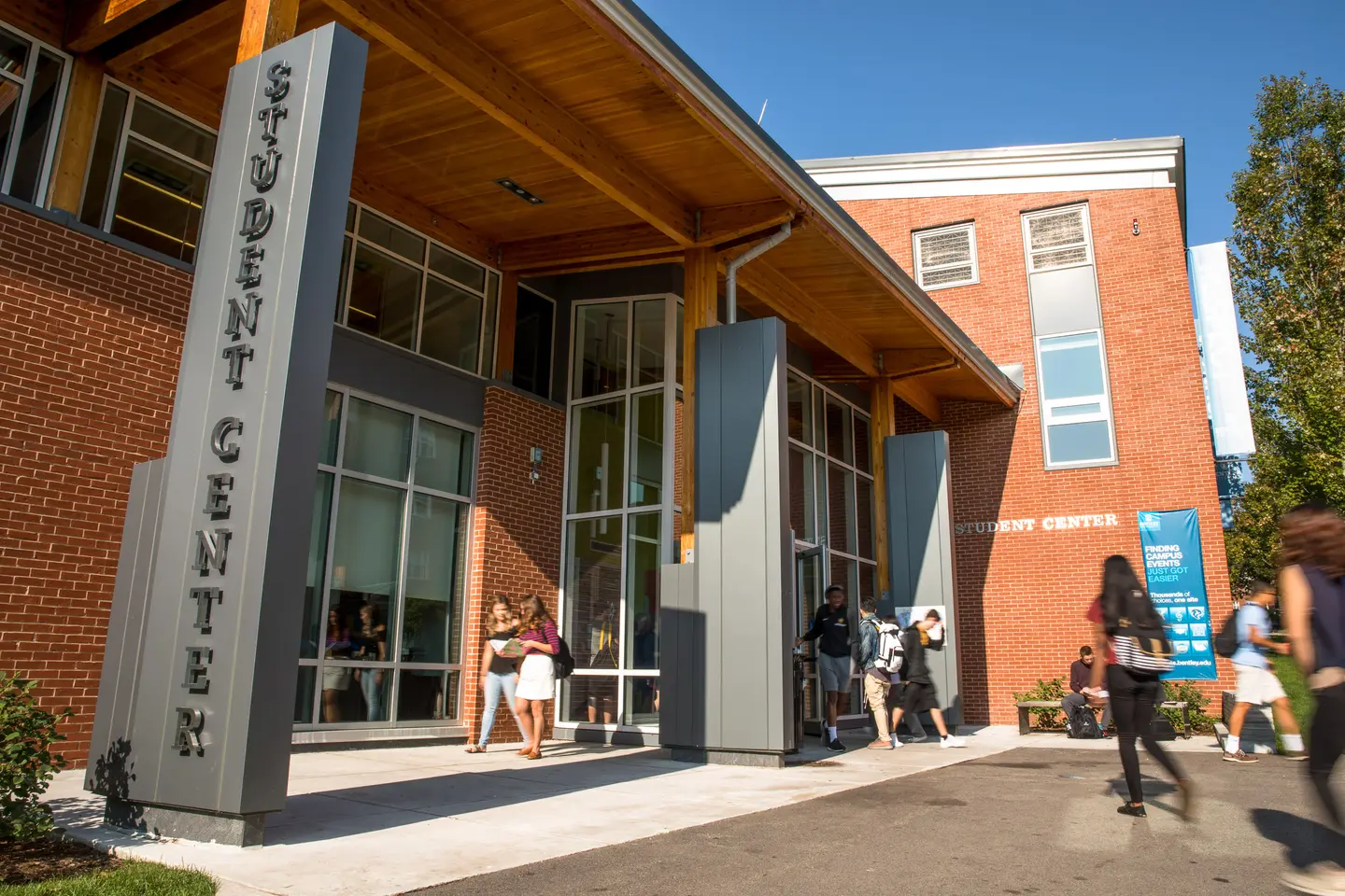 Students walking outside of the Student Center 