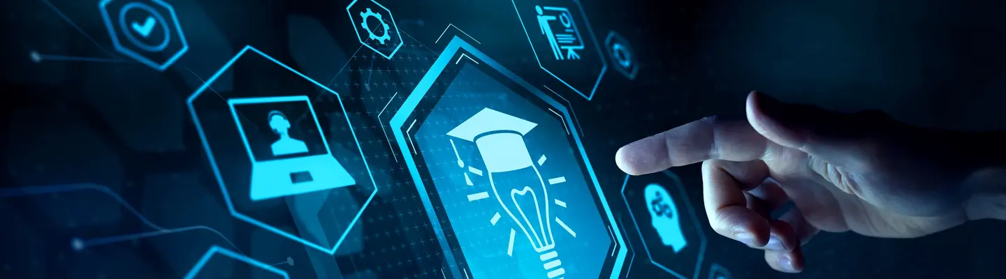 Hand reachig for graduation cap on a screen