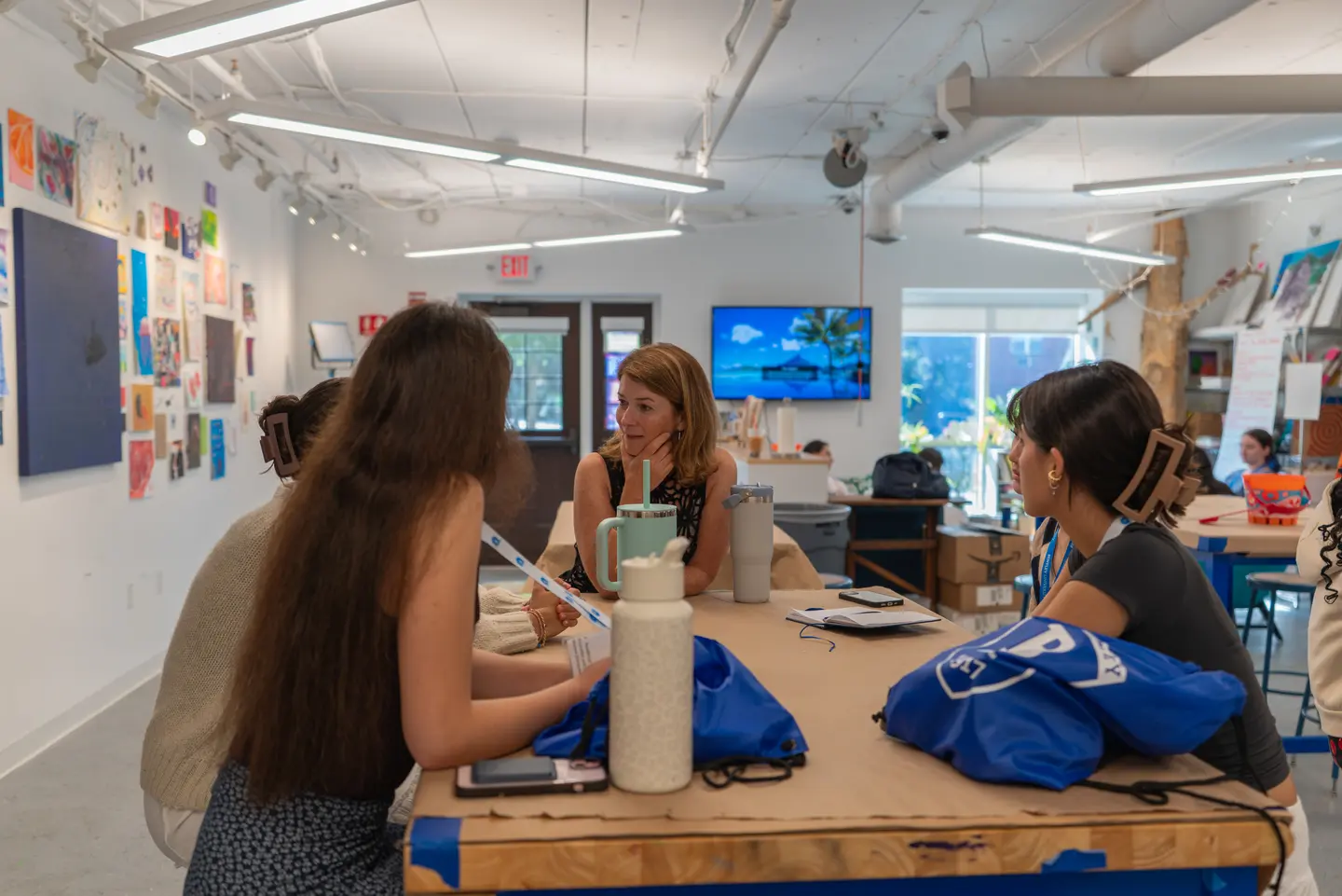 Pre-college students doing group work