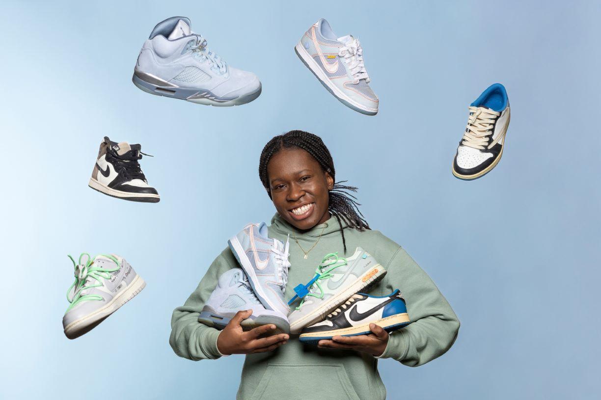 Sneaker entrepreneur Breanna Durand poses with her favorite sneakers