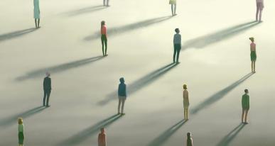 Illustration of people socially distanced