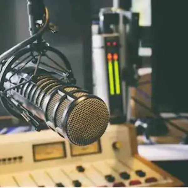 Recording studio with microphone