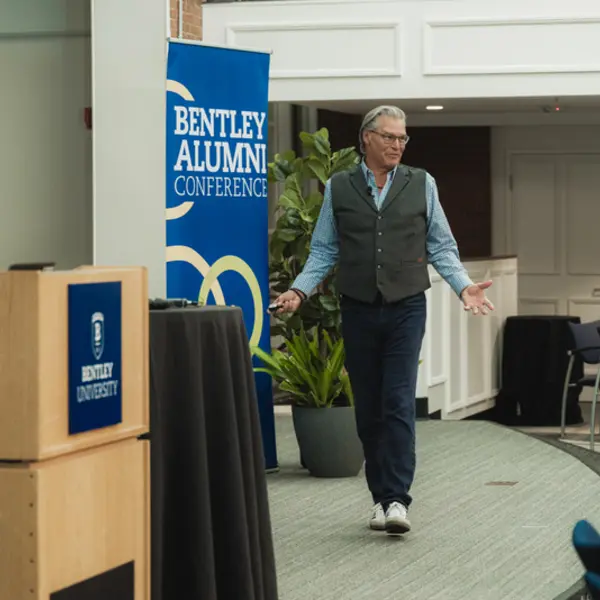 Rob speaking at the Bentley Alumni Conference